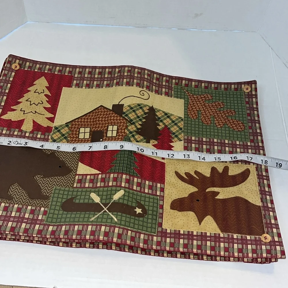 Home studio-Rustic Lodge-Themed Quilted Placemat set of four, button detail.
